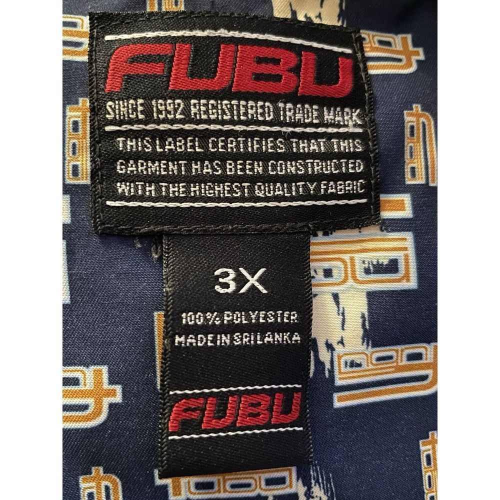Vintage 90's FUBU Men's 3XL Shirt All Over Print Short Sleeve Button Up Graphic - Picture 6 of 8